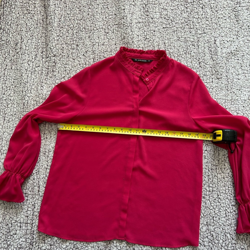 Zara Fuchsia Ruffle Sleeve Button down  Blouse - Picture 8 of 10